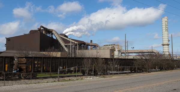 Nucor steel plant is shown.